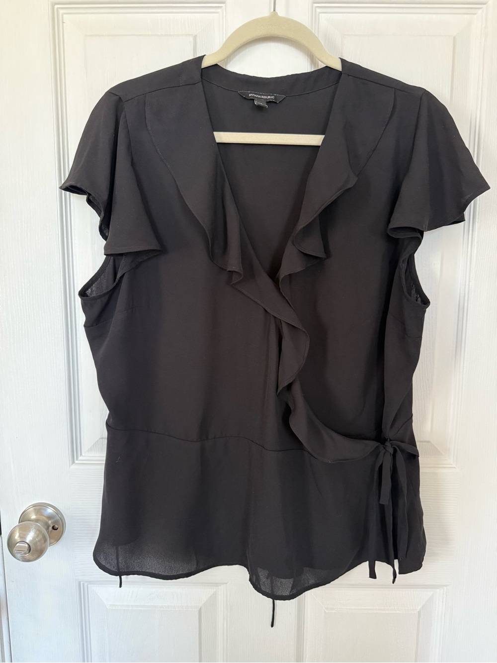 Banana Republic Black Ruffle Wrap Blouse